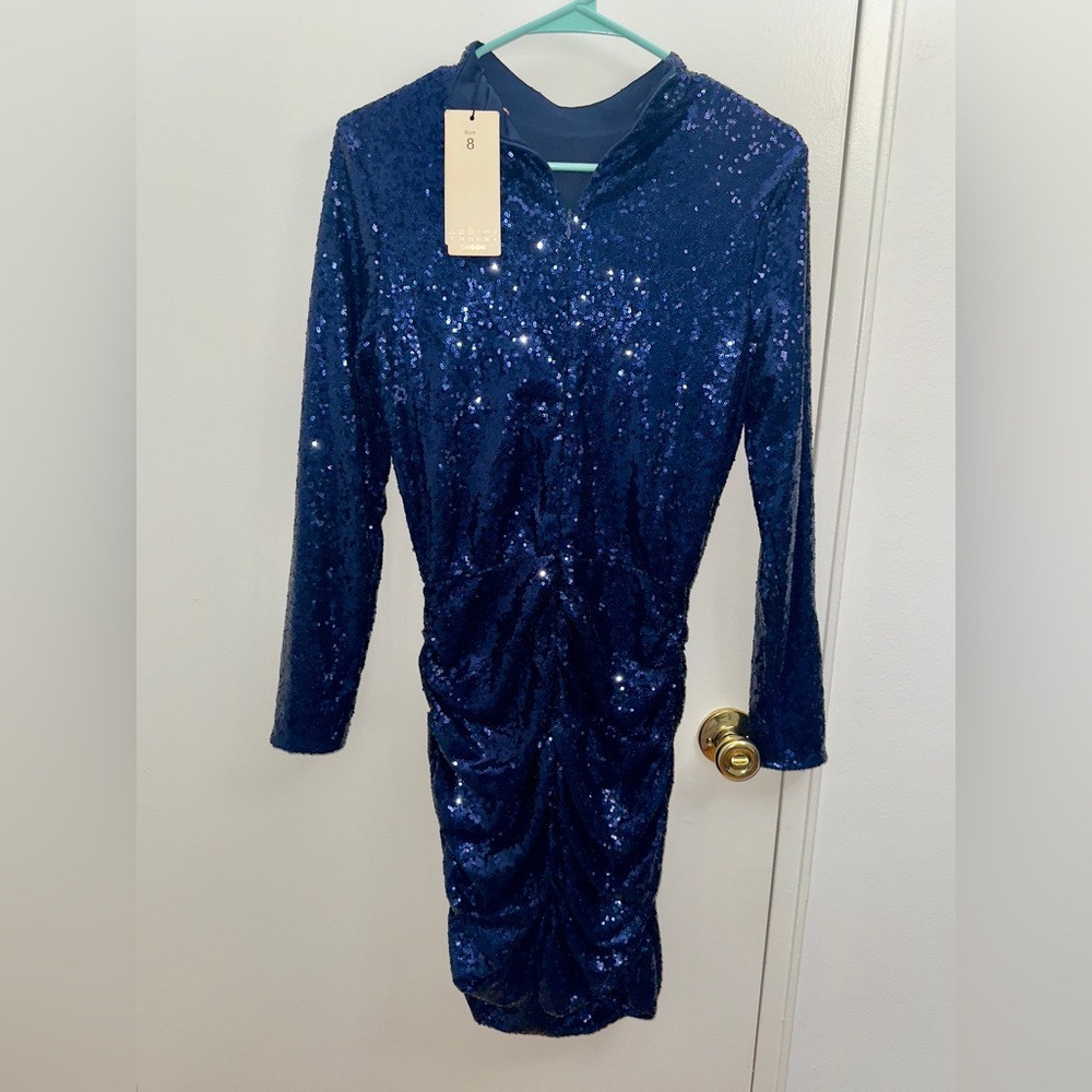 Blue sequin dress